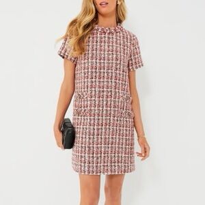 Tuckernuck Tweed Jackie Dress Womens M Short Sleeve Shift Magnolia Pink Preppy